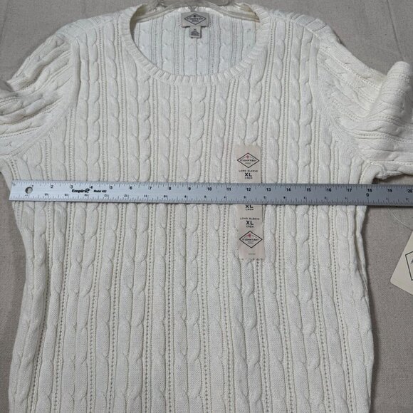 St John's Bay XL Off White Chunky Cable Knit Long Sleeve Crewneck Sweater XL NWT - Picture 9 of 13